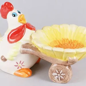 “Gallina con carretto”. Portauova in ceramica | Fine serie