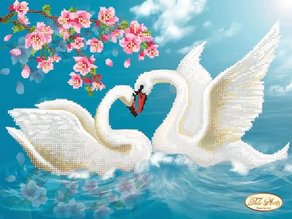 Scorte quasi esaurite | “Amore per sempre. Cigni”. Schema ricamo a perline